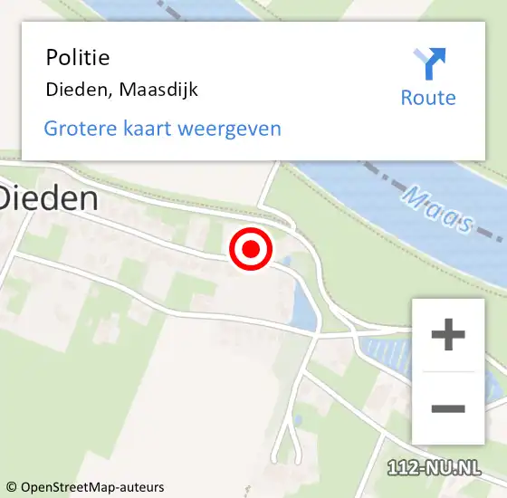 Locatie op kaart van de 112 melding: Politie Dieden, Maasdijk op 24 september 2023 17:12