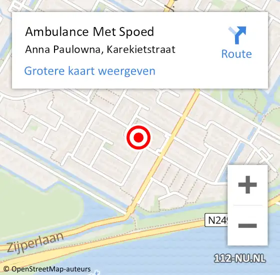 Locatie op kaart van de 112 melding: Ambulance Met Spoed Naar Anna Paulowna, Karekietstraat op 24 september 2023 17:17