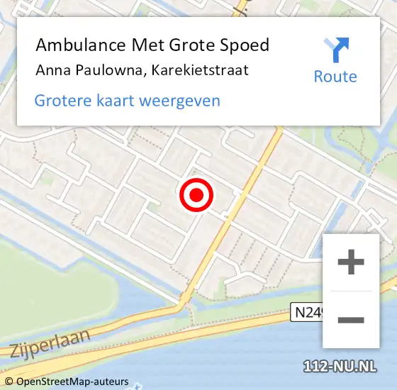 Locatie op kaart van de 112 melding: Ambulance Met Grote Spoed Naar Anna Paulowna, Karekietstraat op 24 september 2023 17:18