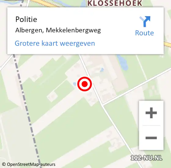 Locatie op kaart van de 112 melding: Politie Albergen, Mekkelenbergweg op 24 september 2023 17:20