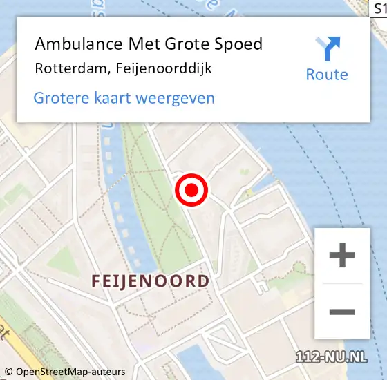 Locatie op kaart van de 112 melding: Ambulance Met Grote Spoed Naar Rotterdam, Feijenoorddijk op 24 september 2023 17:27