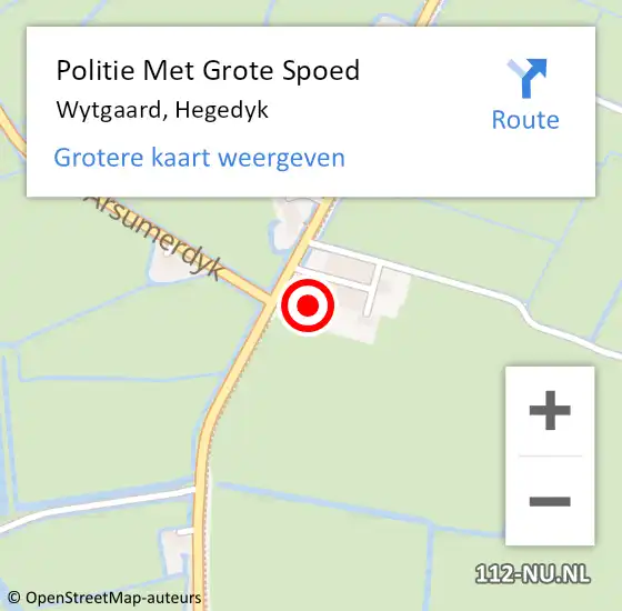 Locatie op kaart van de 112 melding: Politie Met Grote Spoed Naar Wytgaard, Hegedyk op 24 september 2023 17:32