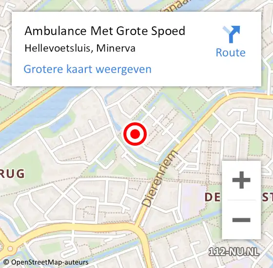 Locatie op kaart van de 112 melding: Ambulance Met Grote Spoed Naar Hellevoetsluis, Minerva op 24 september 2023 17:35