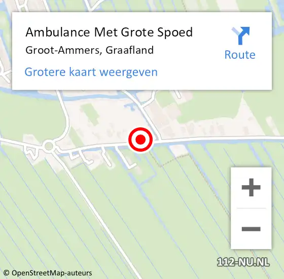 Locatie op kaart van de 112 melding: Ambulance Met Grote Spoed Naar Groot-Ammers, Graafland op 24 september 2023 17:59