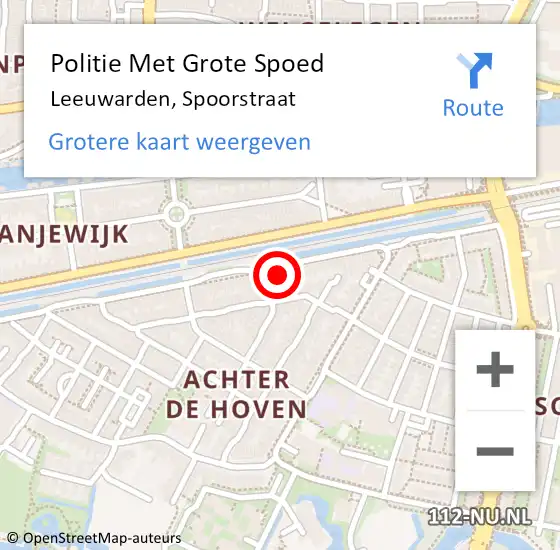 Locatie op kaart van de 112 melding: Politie Met Grote Spoed Naar Leeuwarden, Spoorstraat op 24 september 2023 18:21