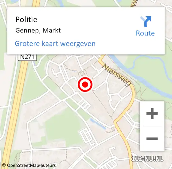 Locatie op kaart van de 112 melding: Politie Gennep, Markt op 24 september 2023 18:55