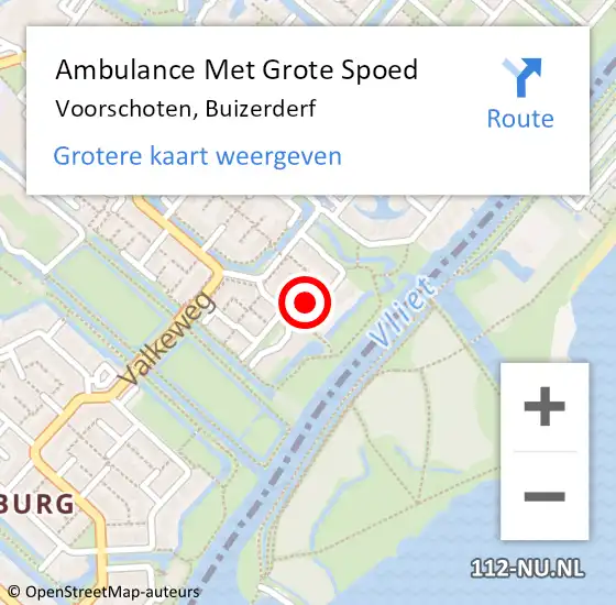 Locatie op kaart van de 112 melding: Ambulance Met Grote Spoed Naar Voorschoten, Buizerderf op 24 september 2023 18:58