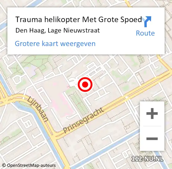 Locatie op kaart van de 112 melding: Trauma helikopter Met Grote Spoed Naar Den Haag, Lage Nieuwstraat op 24 september 2023 20:12