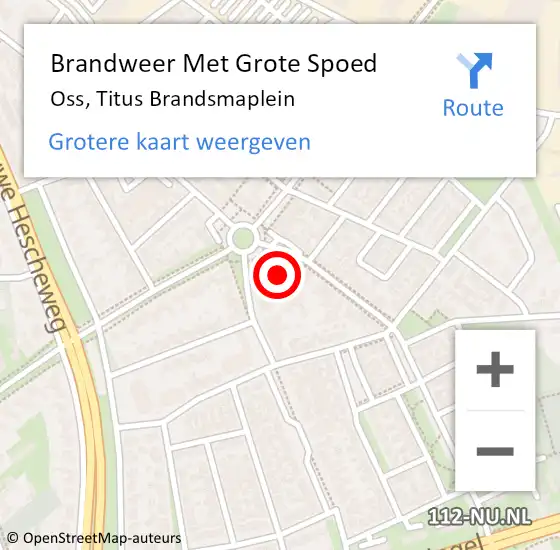 Locatie op kaart van de 112 melding: Brandweer Met Grote Spoed Naar Oss, Titus Brandsmaplein op 24 september 2023 20:28