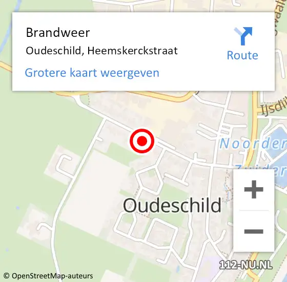 Locatie op kaart van de 112 melding: Brandweer Oudeschild, Heemskerckstraat op 14 oktober 2013 03:21