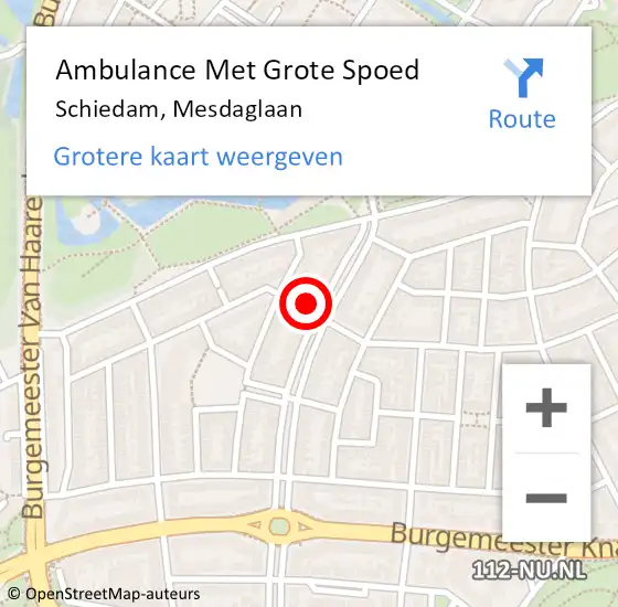 Locatie op kaart van de 112 melding: Ambulance Met Grote Spoed Naar Schiedam, Mesdaglaan op 24 september 2023 20:54