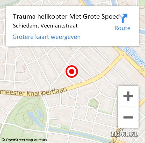 Locatie op kaart van de 112 melding: Trauma helikopter Met Grote Spoed Naar Schiedam, Veenlantstraat op 24 september 2023 21:18