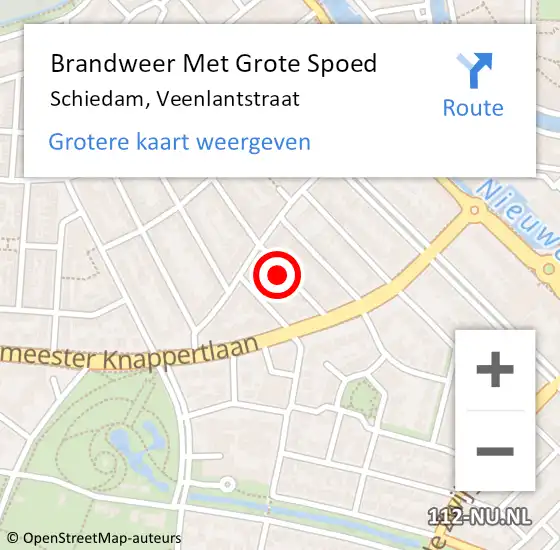 Locatie op kaart van de 112 melding: Brandweer Met Grote Spoed Naar Schiedam, Veenlantstraat op 24 september 2023 21:19