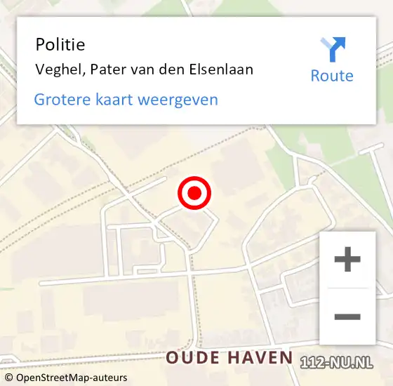 Locatie op kaart van de 112 melding: Politie Veghel, Pater van den Elsenlaan op 24 september 2023 21:20