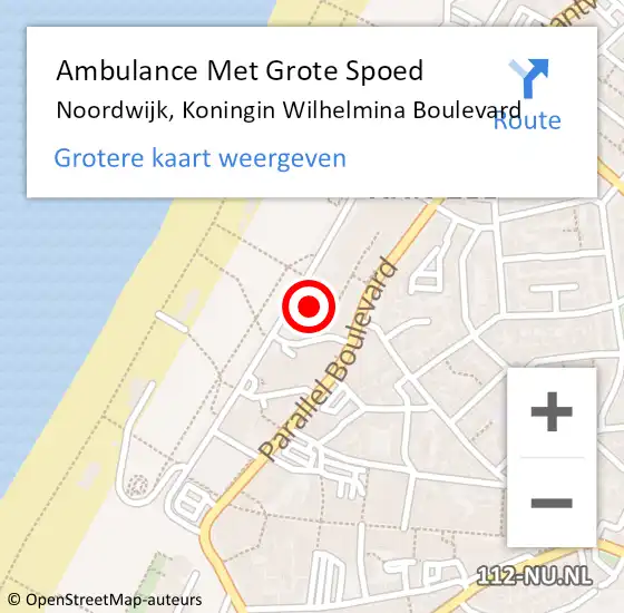 Locatie op kaart van de 112 melding: Ambulance Met Grote Spoed Naar Noordwijk, Beyaert op 24 september 2023 22:13