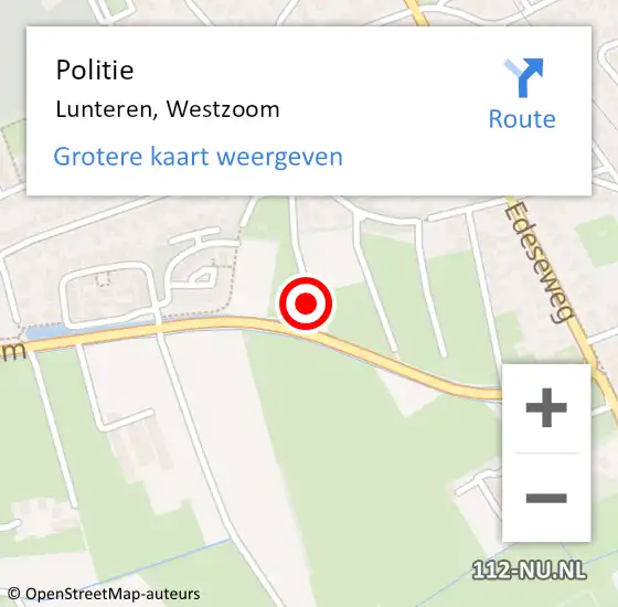 Locatie op kaart van de 112 melding: Politie Lunteren, Westzoom op 24 september 2023 22:41