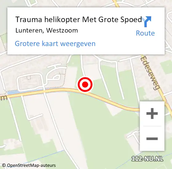 Locatie op kaart van de 112 melding: Trauma helikopter Met Grote Spoed Naar Lunteren, Westzoom op 24 september 2023 22:49