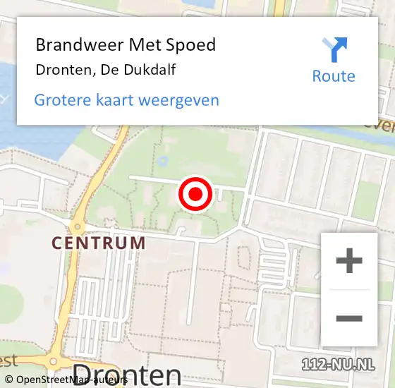 Locatie op kaart van de 112 melding: Brandweer Met Spoed Naar Dronten, De Dukdalf op 24 september 2023 23:04