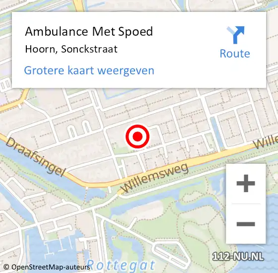 Locatie op kaart van de 112 melding: Ambulance Met Spoed Naar Hoorn, Sonckstraat op 24 september 2023 23:04