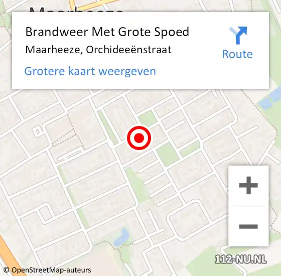 Locatie op kaart van de 112 melding: Brandweer Met Grote Spoed Naar Maarheeze, Orchideeënstraat op 24 september 2023 23:14