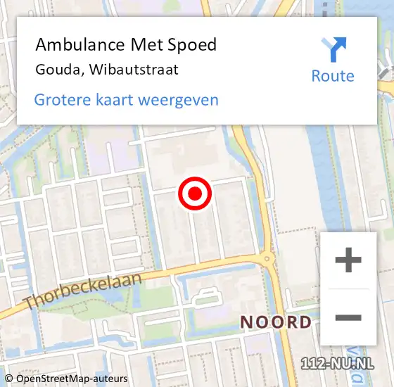 Locatie op kaart van de 112 melding: Ambulance Met Spoed Naar Gouda, Wibautstraat op 25 september 2023 00:02