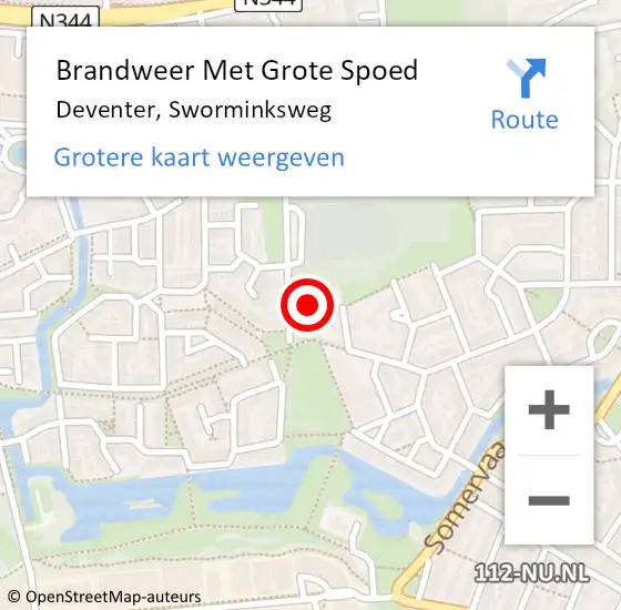 Locatie op kaart van de 112 melding: Brandweer Met Grote Spoed Naar Deventer, Sworminksweg op 25 september 2023 00:38