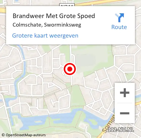 Locatie op kaart van de 112 melding: Brandweer Met Grote Spoed Naar Colmschate, Sworminksweg op 25 september 2023 00:41