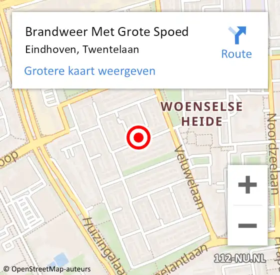 Locatie op kaart van de 112 melding: Brandweer Met Grote Spoed Naar Eindhoven, Twentelaan op 25 september 2023 00:41