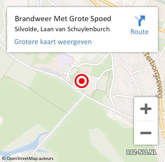 Locatie op kaart van de 112 melding: Brandweer Met Grote Spoed Naar Silvolde, Laan van Schuylenburch op 25 september 2023 00:45