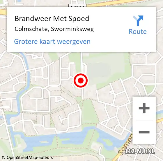 Locatie op kaart van de 112 melding: Brandweer Met Spoed Naar Colmschate, Sworminksweg op 25 september 2023 00:47