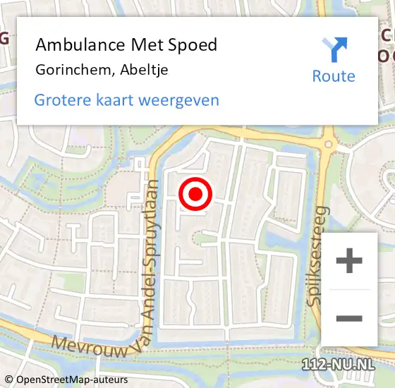 Locatie op kaart van de 112 melding: Ambulance Met Spoed Naar Gorinchem, Abeltje op 25 september 2023 00:56
