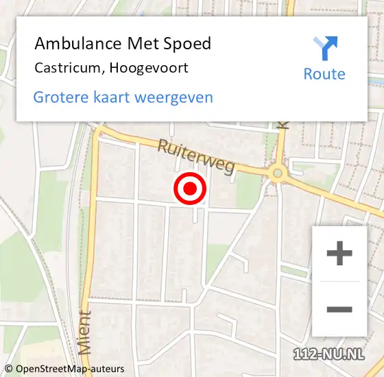 Locatie op kaart van de 112 melding: Ambulance Met Spoed Naar Castricum, Hoogevoort op 25 september 2023 01:00
