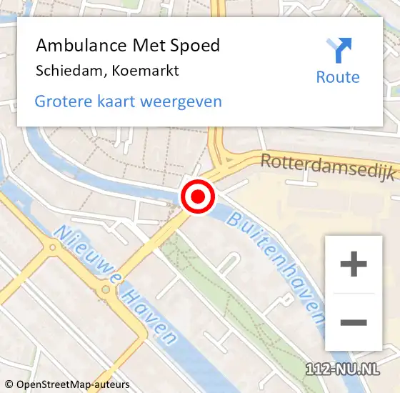 Locatie op kaart van de 112 melding: Ambulance Met Spoed Naar Schiedam, Koemarkt op 25 september 2023 01:18