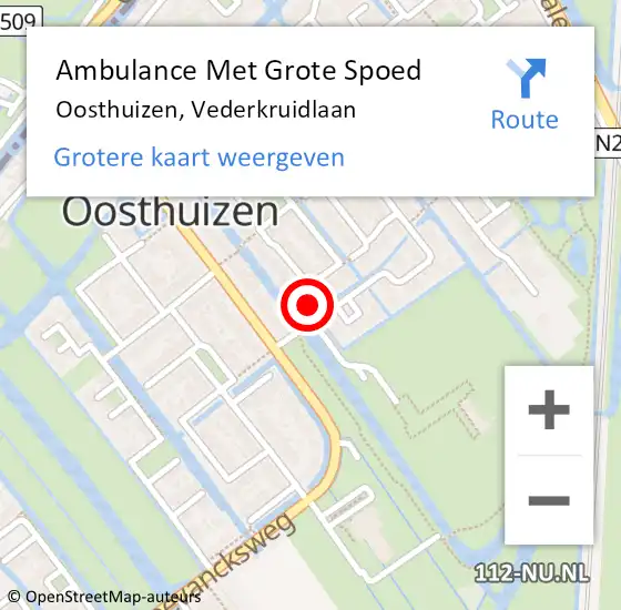 Locatie op kaart van de 112 melding: Ambulance Met Grote Spoed Naar Oosthuizen, Vederkruidlaan op 9 september 2014 11:29