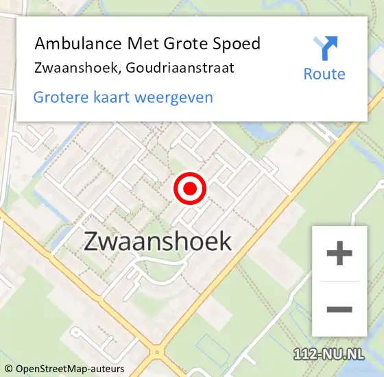 Locatie op kaart van de 112 melding: Ambulance Met Grote Spoed Naar Zwaanshoek, Goudriaanstraat op 25 september 2023 04:03