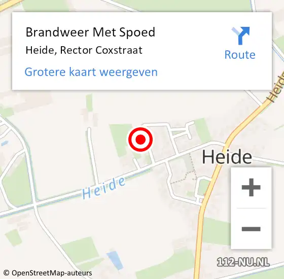 Locatie op kaart van de 112 melding: Brandweer Met Spoed Naar Heide, Rector Coxstraat op 25 september 2023 05:52