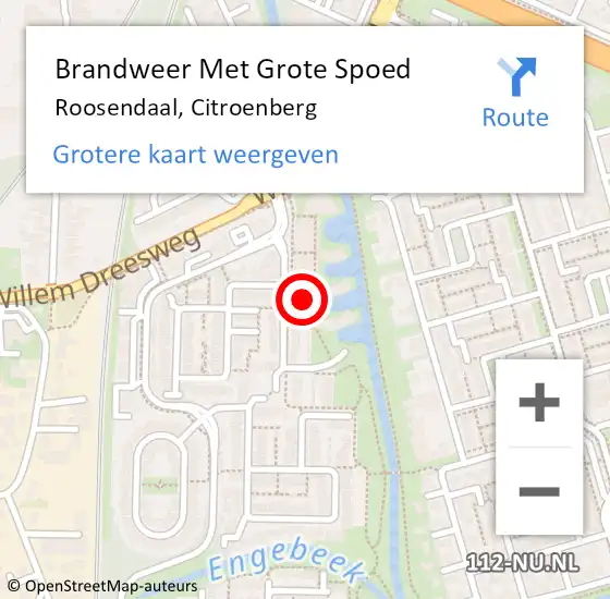 Locatie op kaart van de 112 melding: Brandweer Met Grote Spoed Naar Roosendaal, Citroenberg op 25 september 2023 06:29