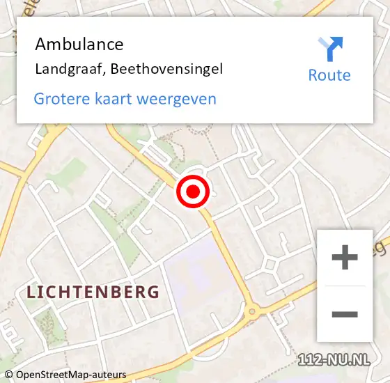 Locatie op kaart van de 112 melding: Ambulance Landgraaf, Beethovensingel op 9 september 2014 11:35