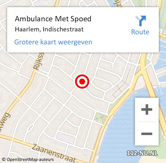 Locatie op kaart van de 112 melding: Ambulance Met Spoed Naar Haarlem, Indischestraat op 25 september 2023 07:22