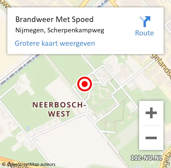 Locatie op kaart van de 112 melding: Brandweer Met Spoed Naar Nijmegen, Scherpenkampweg op 25 september 2023 08:23