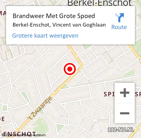 Locatie op kaart van de 112 melding: Brandweer Met Grote Spoed Naar Berkel-Enschot, Vincent van Goghlaan op 25 september 2023 08:30