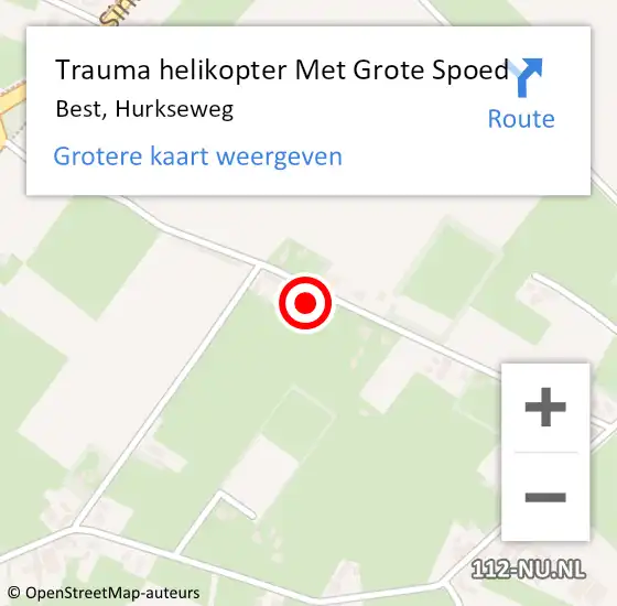 Locatie op kaart van de 112 melding: Trauma helikopter Met Grote Spoed Naar Best, Hurkseweg op 25 september 2023 08:33