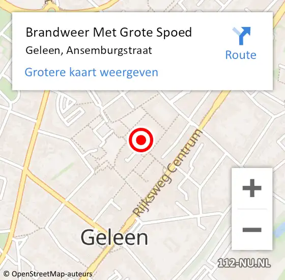 Locatie op kaart van de 112 melding: Brandweer Met Grote Spoed Naar Geleen, Ansemburgstraat op 25 september 2023 08:35
