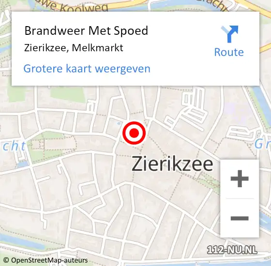 Locatie op kaart van de 112 melding: Brandweer Met Spoed Naar Zierikzee, Melkmarkt op 25 september 2023 08:44