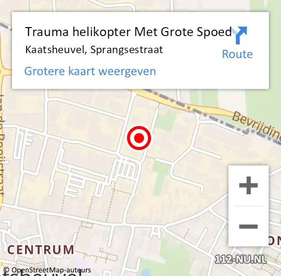Locatie op kaart van de 112 melding: Trauma helikopter Met Grote Spoed Naar Kaatsheuvel, Sprangsestraat op 25 september 2023 09:13