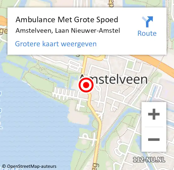 Locatie op kaart van de 112 melding: Ambulance Met Grote Spoed Naar Amstelveen, Laan Nieuwer-Amstel op 25 september 2023 09:27