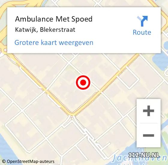 Locatie op kaart van de 112 melding: Ambulance Met Spoed Naar Katwijk, Blekerstraat op 25 september 2023 09:37