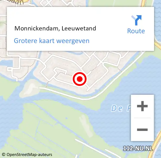 Locatie op kaart van de 112 melding:  Monnickendam, Leeuwetand op 25 september 2023 09:49