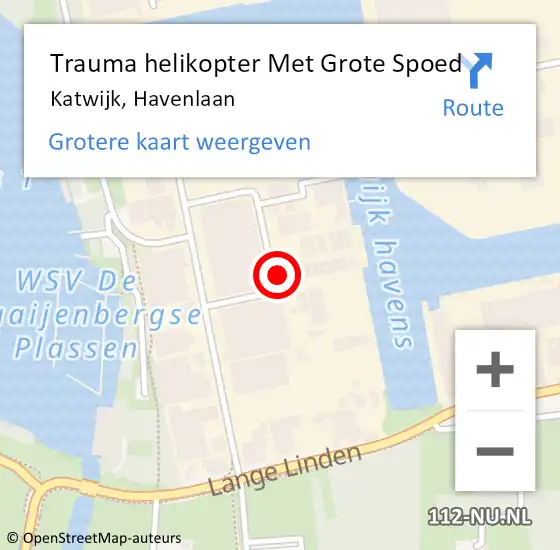 Locatie op kaart van de 112 melding: Trauma helikopter Met Grote Spoed Naar Katwijk, Havenlaan op 25 september 2023 10:07