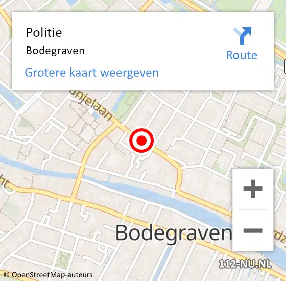 Locatie op kaart van de 112 melding: Politie Bodegraven op 25 september 2023 10:10